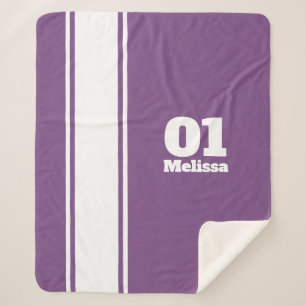 Lila Sport-Streifen-Monogramm Sherpa Decke Sherpadecke