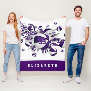 lila Sportdekoration Mädchen Basketballstars Fleecedecke
