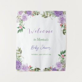Lila Spring Floral Girl Babydusche Wandteppich