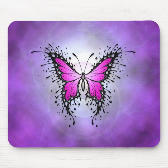 Lila Spritzer-Schmetterling Mousepad (Vorne)