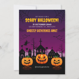 Lila Spuk Beängstigendes Halloween-Poster Einladung