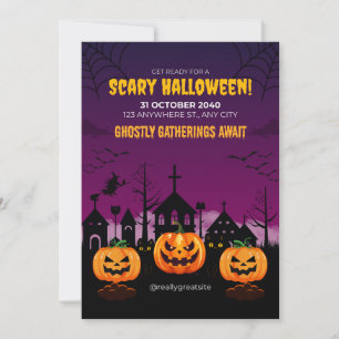 Lila Spuk Beängstigendes Halloween-Poster Einladung