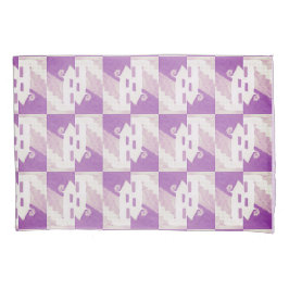 Lila Spuk Hues: Halloween-House-Muster Kissenbezug