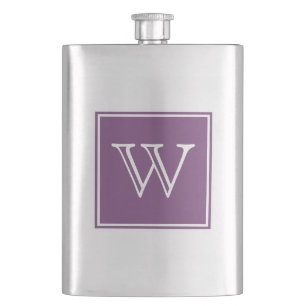 Lila-Square-Monogramm-Premium-Flasche Flachmann