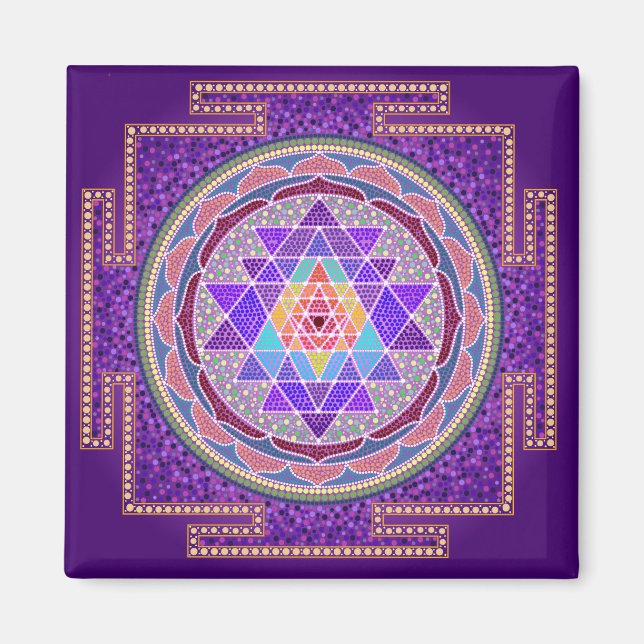 Lila Sri Yantra Magnet (Vorne)