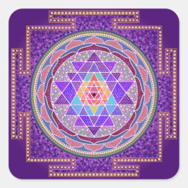 Lila Sri Yantra Quadratischer Aufkleber