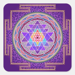 Lila Sri Yantra Quadratischer Aufkleber