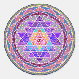 Lila Sri Yantra Runder Aufkleber