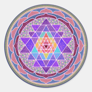 Lila Sri Yantra Runder Aufkleber