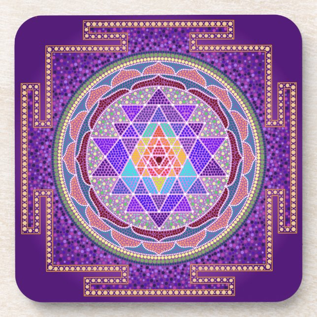Lila Sri Yantra Untersetzer (Vorderseite)