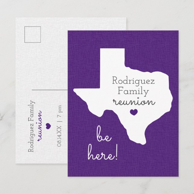 Lila Staat von Texas Family Wiedersehen Postcard Postkarte (Vorne/Hinten)