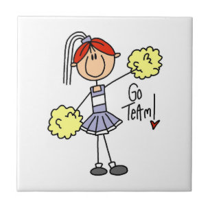 Lila Stäbchen-Figur Cheerleader T-Shirts und Gesch Fliese