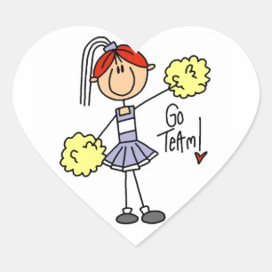 Lila Stäbchen-Figur Cheerleader T-Shirts und Gesch Herz-Aufkleber
