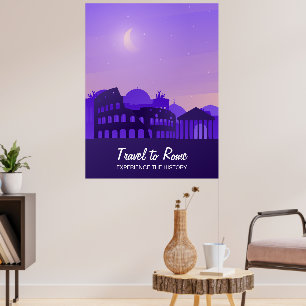 Lila Stadtansicht von Rom bei Dämmerung Reisen Poster
