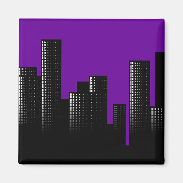 lila Stadtbild Magnet (Vorne)