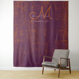 Lila Stand des Burnt Orange Wedding Foto Wandteppich