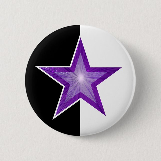 Lila Star-Button Schwarz-weiß Button (Vorderseite)