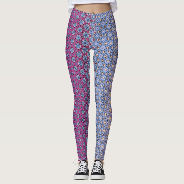 Lila-Star-Floral-Metamorph Leggings (Vorderseite)