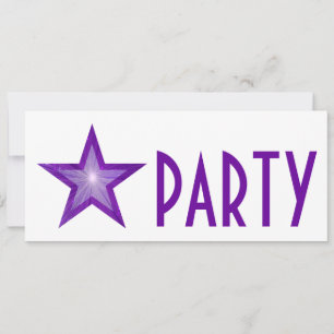 Lila Star "PARTY"-Einladung weiß lang Einladung