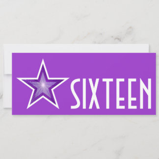 Lila Star "SIXTEEN" lila lang Einladung