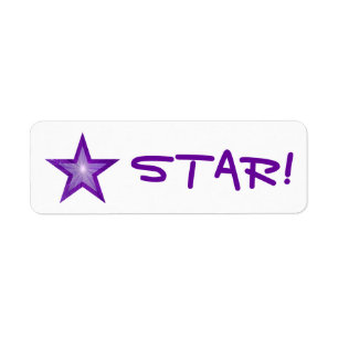 Lila Star "STAR" - kleines weißes Etikett