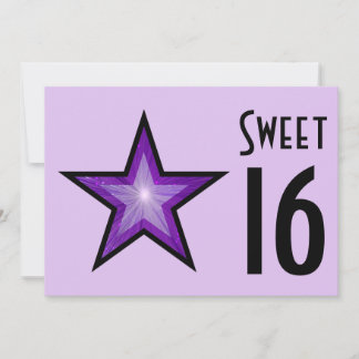 Lila Star Sweet 16 blasser lila Schwarz Einladung