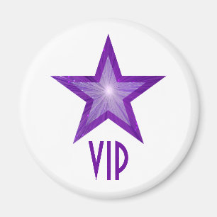 Lila Star "VIP"-Kühlschrankmagnet rund weiß Magnet