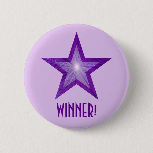 Lila Star 'WINNER' Button blass lila! (Vorderseite)