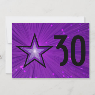 Lila Star'Age Geburtstagseinladung schwarz-weiß Einladung