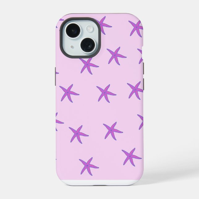 Lila Starfish TelefonCase iPhone 15 Hülle (Rückseite)