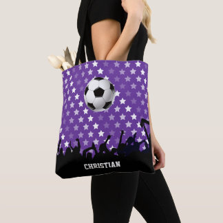 Lila Stars Fußballfans und Ball