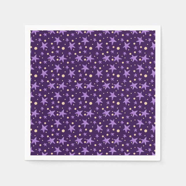 Lila Stars Violet Starry Night Baby Dusche Serviette (Vorderseite)