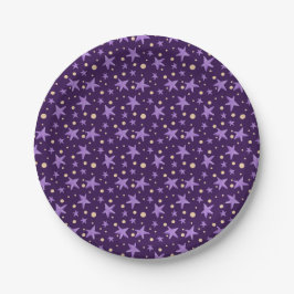 Lila Stars Violet Starry Night Party Pappteller