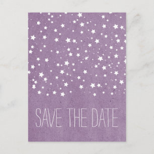 Lila Startnight Save the Date Postkarte