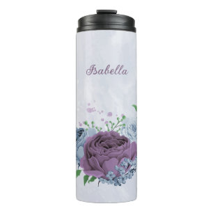 Lila staubblauer Blumenhochzeit  Thermosbecher