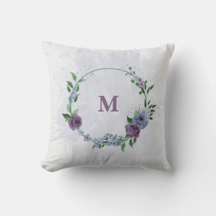 Lila staubblaues Blumenmuster  Kissen