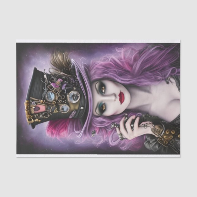 Lila Steampunk Beauty Seidenpapier (Vorderseite)