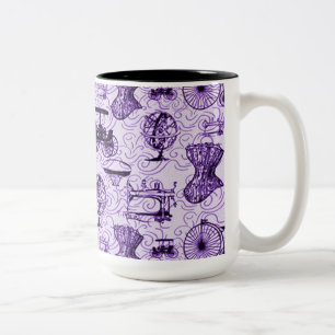 Lila Steampunk-Muster Kaffeemaschine Tasse