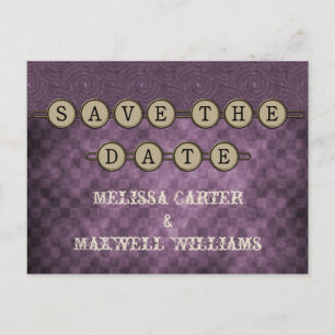 Lila Steampunktasten Save the Date Postkarte