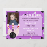 Lila Stein und Schüssel mit Foto Bowling Party