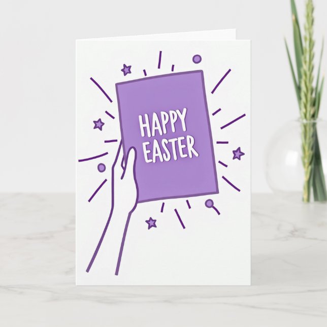 Lila Stern Happy Ostern Karte (Vorderseite)