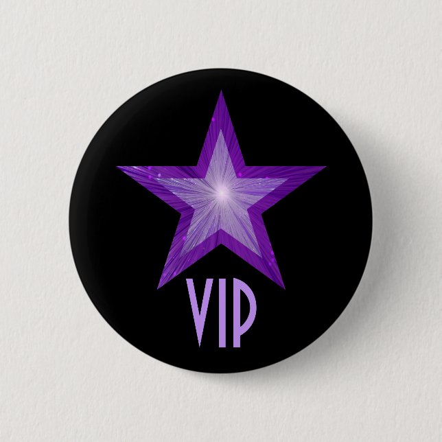 Lila Stern 'VIP' Knopf schwarz Button (Vorderseite)