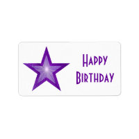 Lila Sternchen-Etikett "Happy Birthday" - Mittelwe