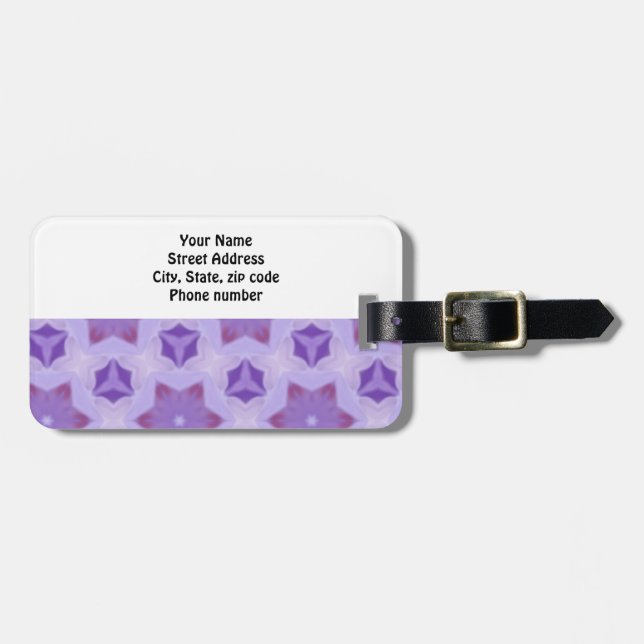 Lila Sterne Gepäckanhänger (Vorderseite horizontal)