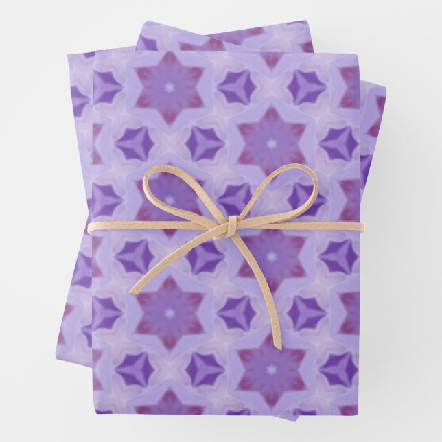Lila Sterne Geschenkpapier Set (Beispiel)