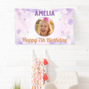 Lila Sterne Mädchen Glücklicher Geburtstag Foto Pa Banner