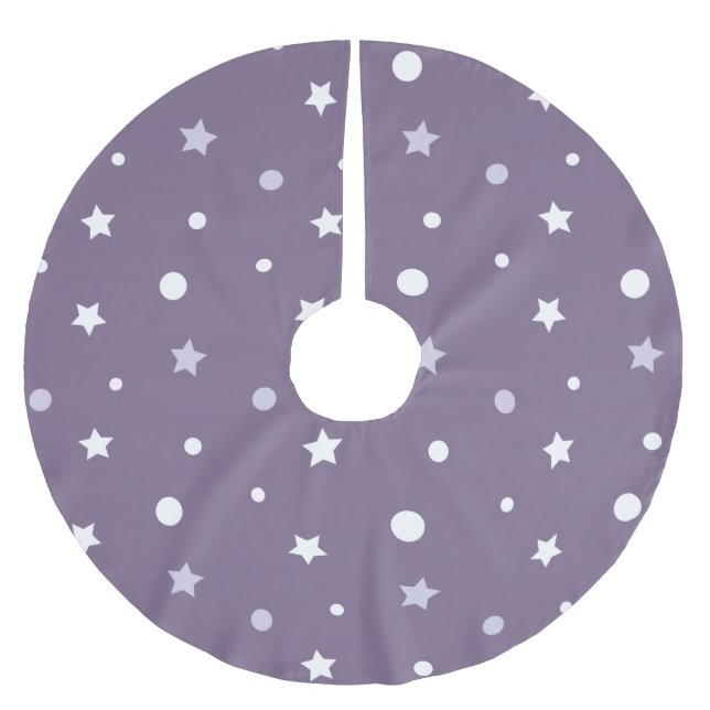 Lila Sterne Polyester Weihnachtsbaumdecke (Vorderseite)