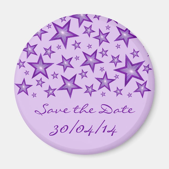Lila Sterne "Save the Date" blasslila Magnet (Vorne)