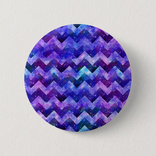 Lila Sternengalaxie Wasserfarbe Zickzack Button (Vorderseite)