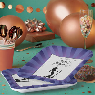 Lila Sternexplosion Hexe Halloween Pappteller